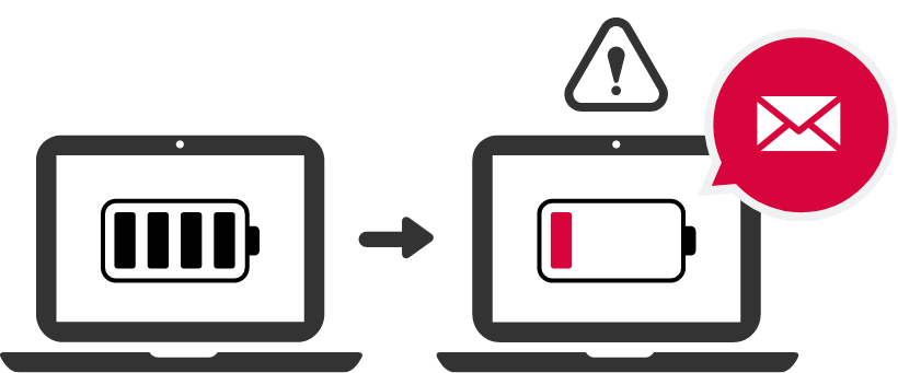 「センサー機器の電池残量低下通知」のイメージ図