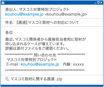 メール文面サンプル 添付ファイル型
